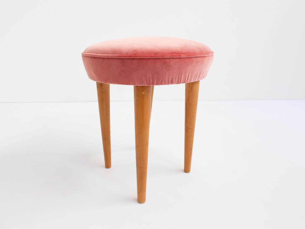 Single stool in dust rose velvet