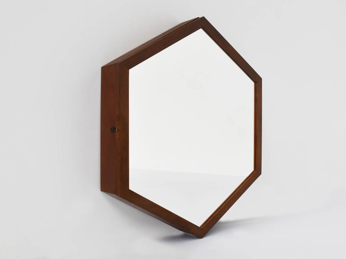 Vitrine suspendue hexagonale avec miroir