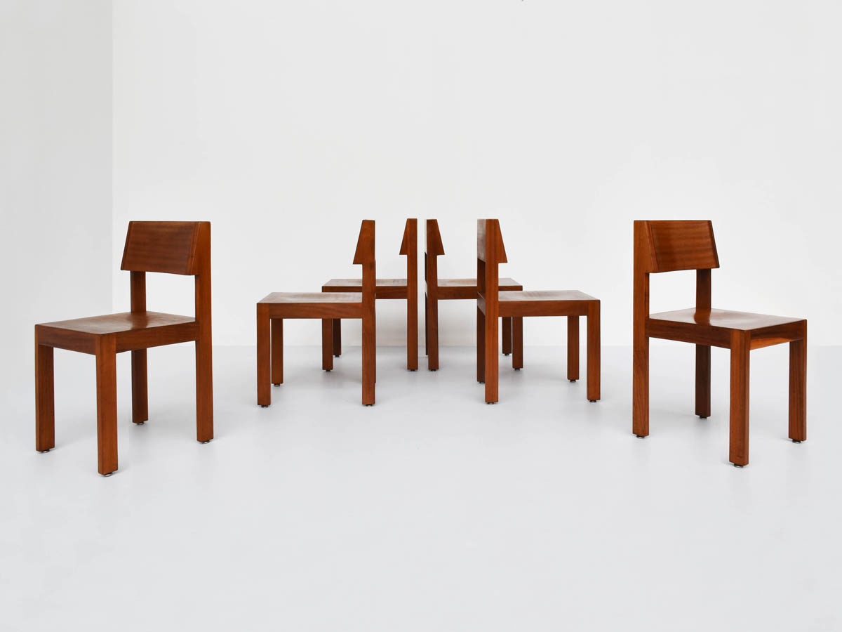 6 Solid Mahogany Architectural Chairs Created for the University of St. Gallen