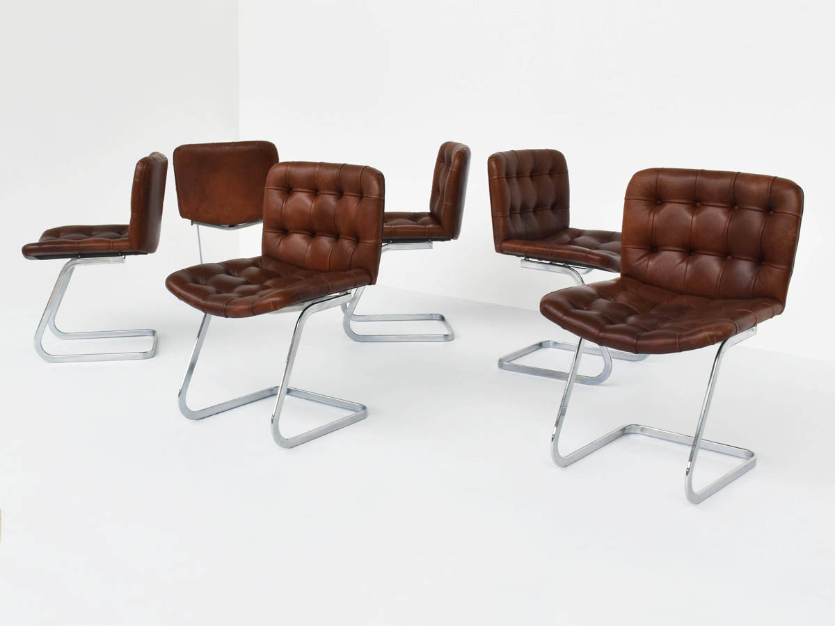 6 Patinated Leather Chairs mod. RH-304 Unesco Chair