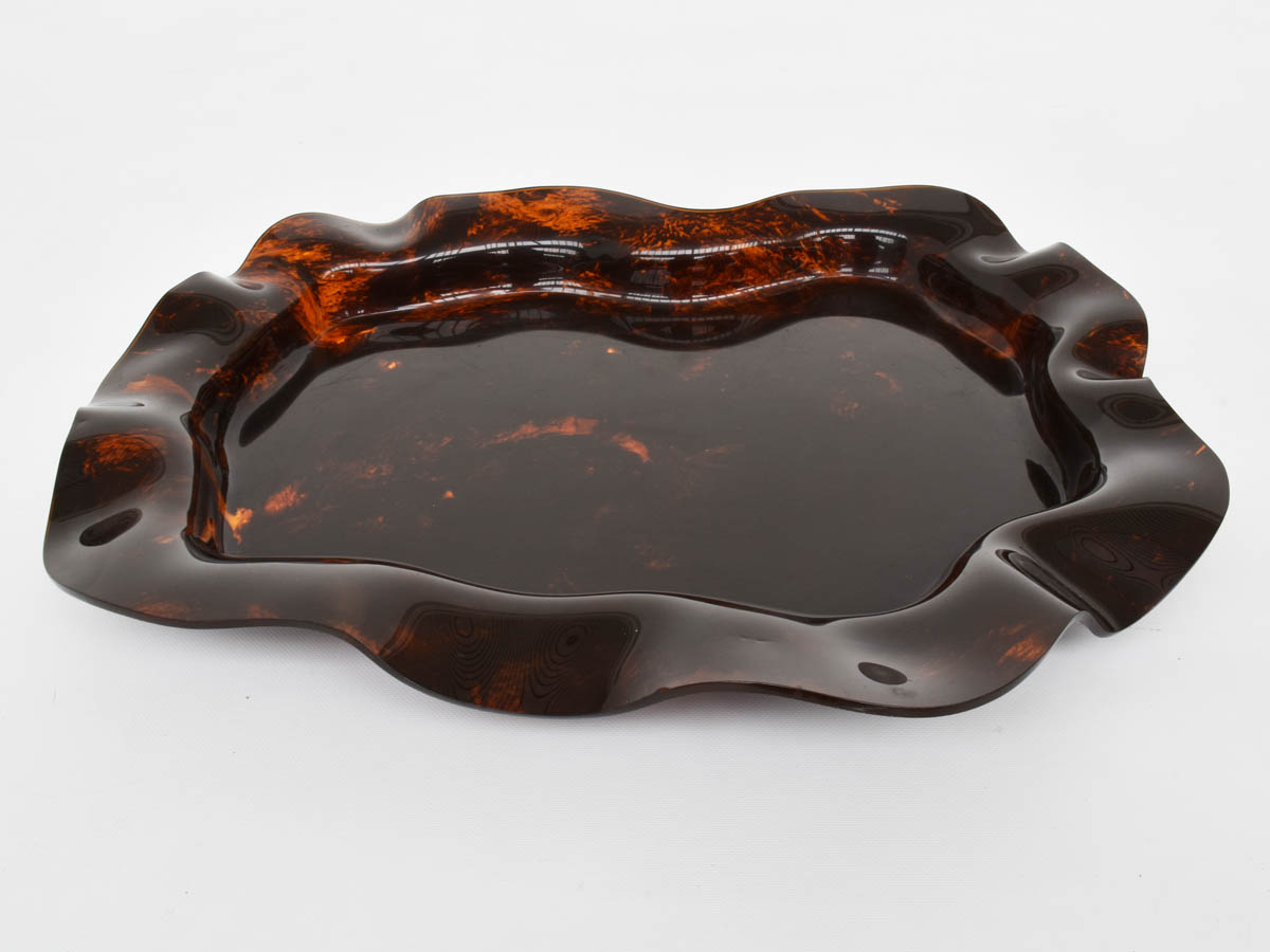 Large wavy tray tortoiseshell lucite