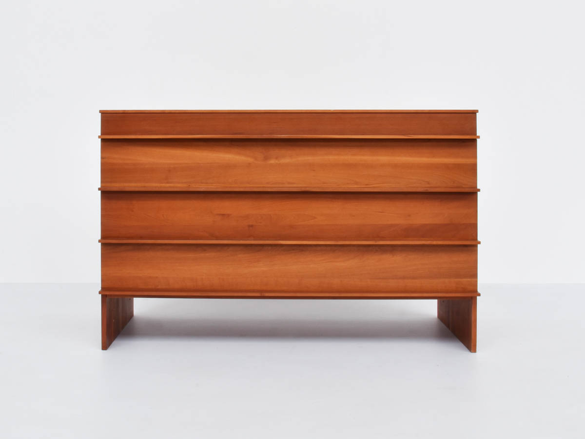 Minimalist architectural Chest of Drawers in solid Cherry wood mod. Spigo