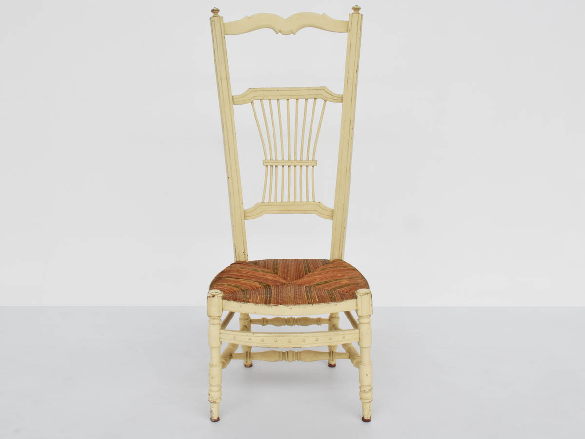 Chaise de cheminée en paille peinte, Louis XVI, Provence 1800