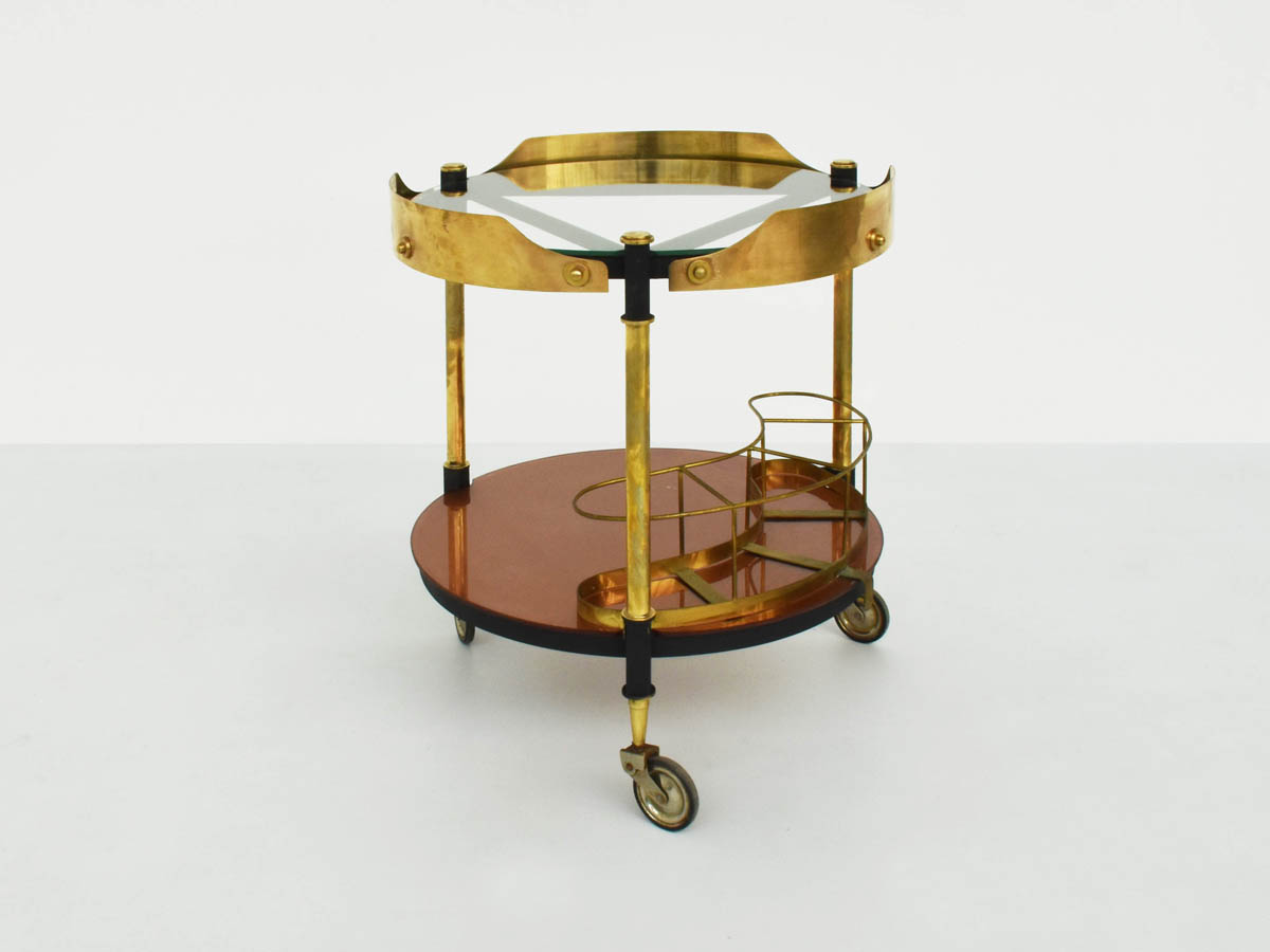 Magnificent brass and glass serving bar table