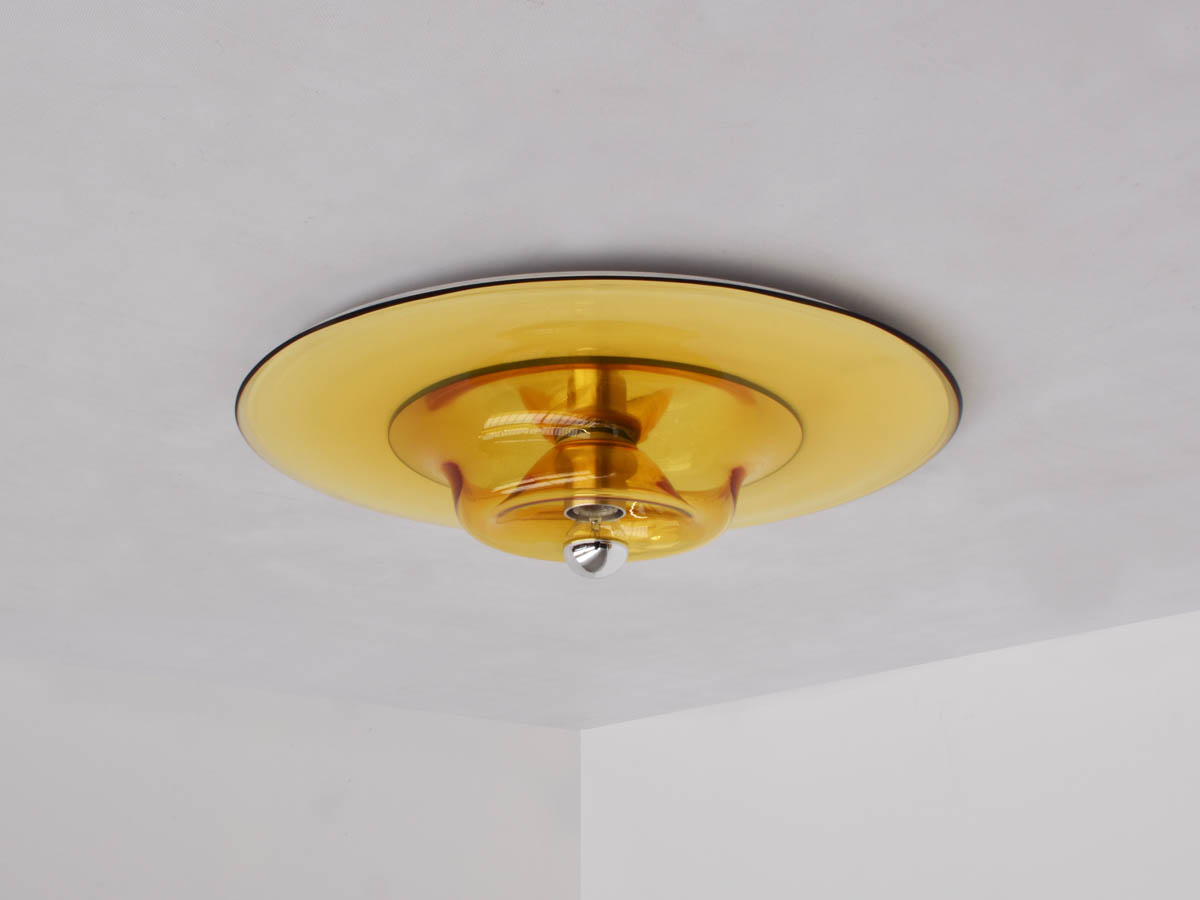 Grandi lampade da incasso a soffitto o a parete in vetro ocra, 2 disponibili